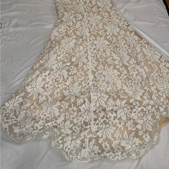 Nina Canacci Cream Blue Beaded Lace Embroidered Mermaid Event wedding Dress Sz 6 - Picture 9 of 16